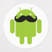 Android Robot Mustache Etiketten (Design 1)