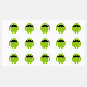 Android Robot Mustache Etiketten
