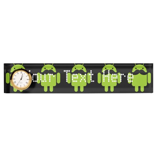 Android Robot Mustache Namensplakette (Vorderseite)