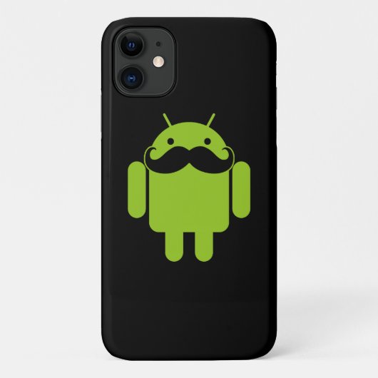 Android Robot Mustache on Black Case-Mate iPhone Hülle (Rückseite)