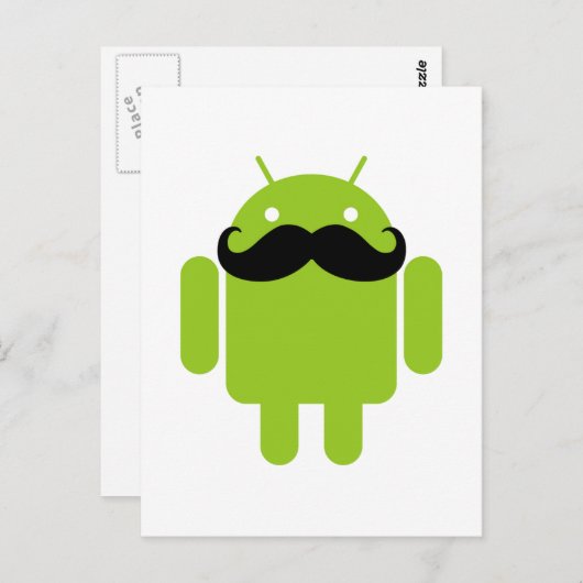 Android Robot Mustache Postkarte (Vorne/Hinten)