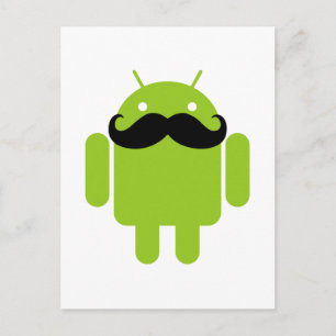 Android Robot Mustache Postkarte