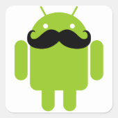 Android Robot Mustache Quadratischer Aufkleber (Vorderseite)