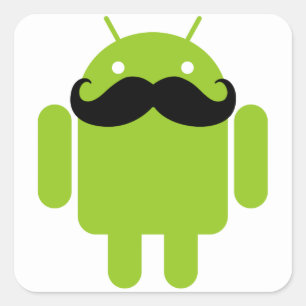 Android Robot Mustache Quadratischer Aufkleber
