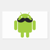 Android Robot Mustache Rechteckiger Aufkleber (Vorderseite)