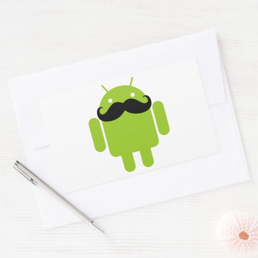 Android Robot Mustache Rechteckiger Aufkleber (Umschlag)