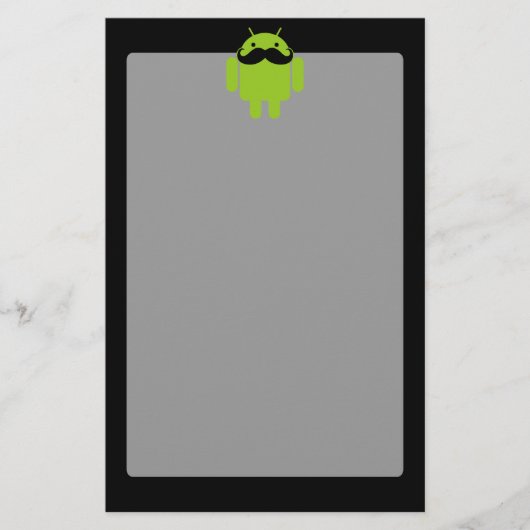 Android Robot Mustache Style auf schwarz Briefpapier (Vorderseite)