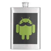 Android Robot Mustache Style auf schwarz Flachmann (Vorderseite)
