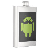 Android Robot Mustache Style auf schwarz Flachmann (Rechts)