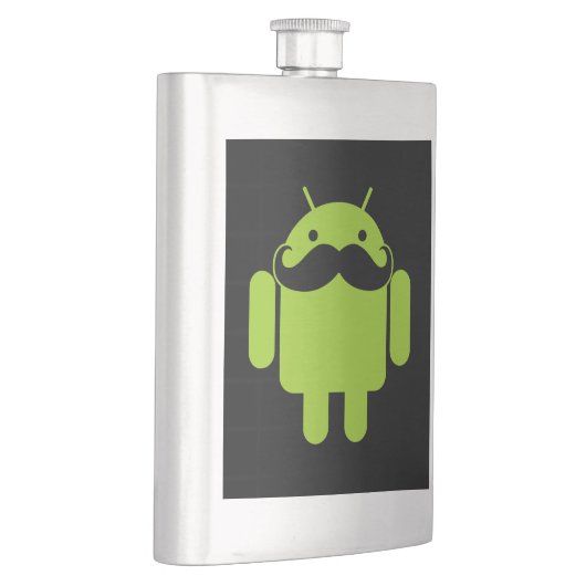 Android Robot Mustache Style auf schwarz Flachmann (Rechts)