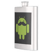 Android Robot Mustache Style auf schwarz Flachmann (Links)