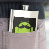 Android Robot Mustache Style auf schwarz Flachmann (Beispiel)