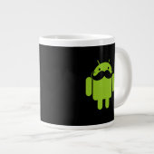 Android Robot Mustache Style auf schwarz Jumbo-Tasse (Vorderseite Rechts)