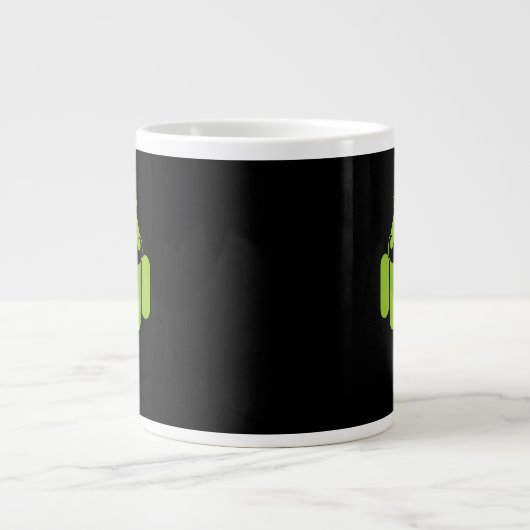Android Robot Mustache Style auf schwarz Jumbo-Tasse (Vorderseite)