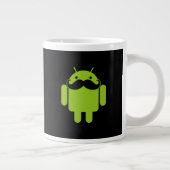 Android Robot Mustache Style auf schwarz Jumbo-Tasse (Rechts)