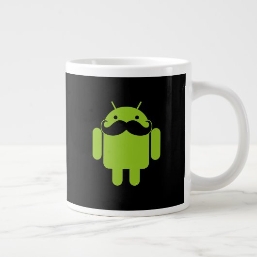 Android Robot Mustache Style auf schwarz Jumbo-Tasse (Rechts)