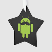 Android Robot Mustache Style auf schwarz Ornament (Vorderseite)