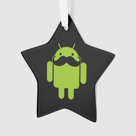 Android Robot Mustache Style auf schwarz Ornament (Vorderseite)