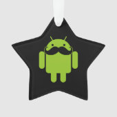 Android Robot Mustache Style auf schwarz Ornament (Vorderseite)