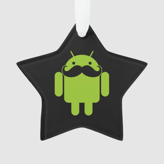 Android Robot Mustache Style auf schwarz Ornament (Vorderseite)