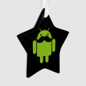 Android Robot Mustache Style auf schwarz Ornament (Vorderseite)