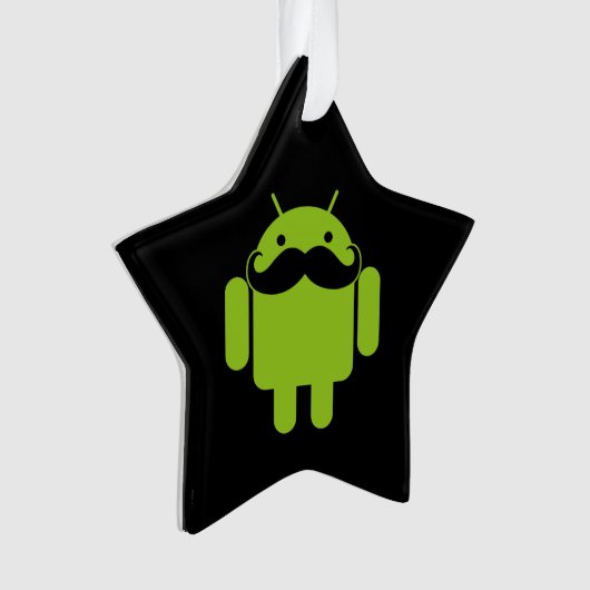 Android Robot Mustache Style auf schwarz Ornament (Vorderseite)