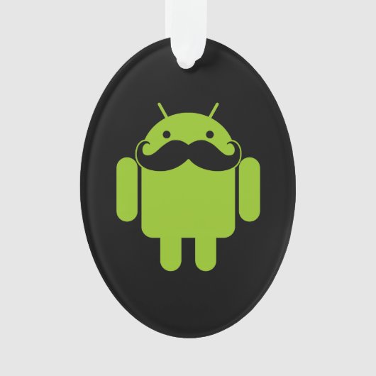 Android Robot Mustache Style auf schwarz Ornament (Vorderseite)