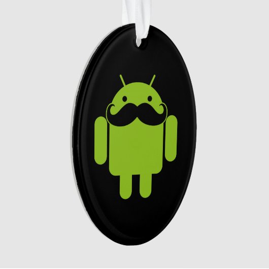 Android Robot Mustache Style auf schwarz Ornament (Vorderseite)