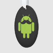 Android Robot Mustache Style auf schwarz Ornament (Vorderseite)