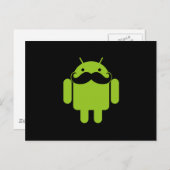 Android Robot Mustache Style auf schwarz Postkarte (Vorne/Hinten)