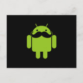 Android Robot Mustache Style auf schwarz Postkarte (Vorderseite)