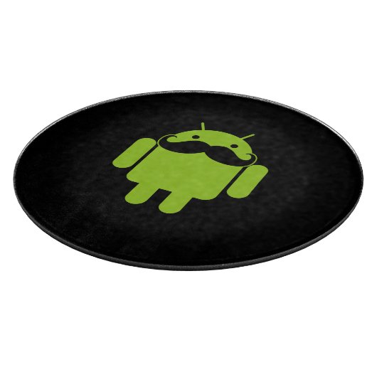Android Robot Mustache Style auf schwarz Schneidebrett (Ecke)