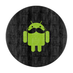 Android Robot Mustache Style auf schwarz Schneidebrett