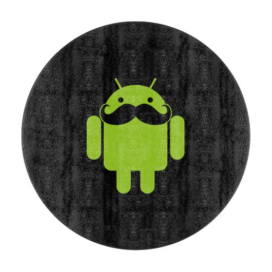 Android Robot Mustache Style auf schwarz Schneidebrett (Vorderseite)