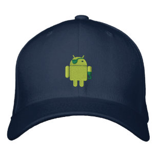 Android Robot Pirate Embroidery Bestickte Kappe
