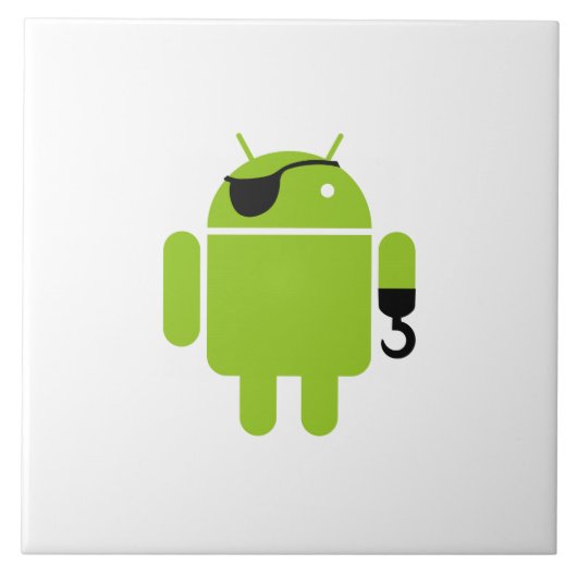 Android Robot Pirate Style Fliese (Vorderseite)