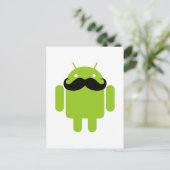 Android Robot Whimsical Mustache Style Postkarte (Stehend Vorderseite)
