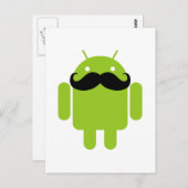 Android Robot Whimsical Mustache Style Postkarte (Vorne/Hinten)