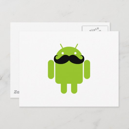 Android Robot Whimsical Mustache Style Postkarte (Vorne/Hinten)
