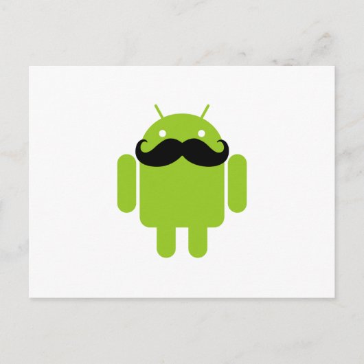 Android Robot Whimsical Mustache Style Postkarte (Vorderseite)