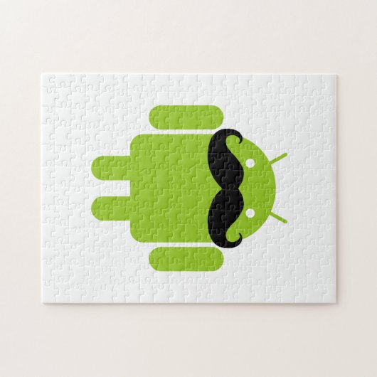 Android Robot Whimsical Mustache Style Puzzle (Horizontal)