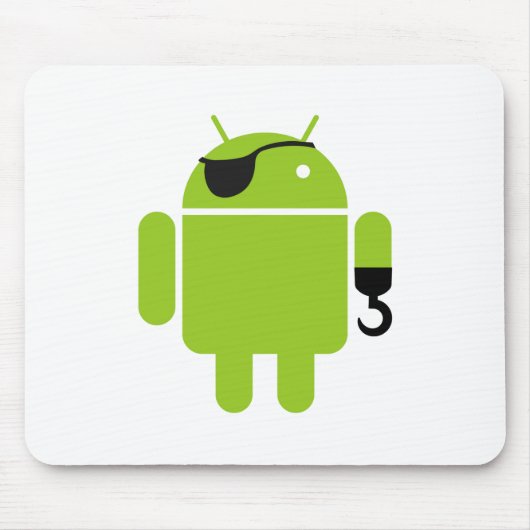 Android-Roboter-Pirat-Grafik Mousepad (Vorne)