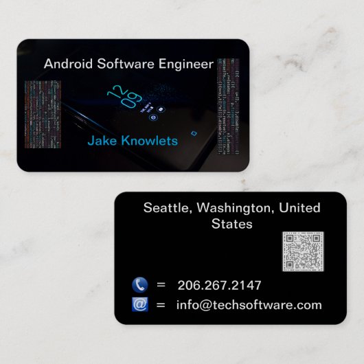 Android Software Engineer Premium Black Visitenkarte (Vorne/Hinten)