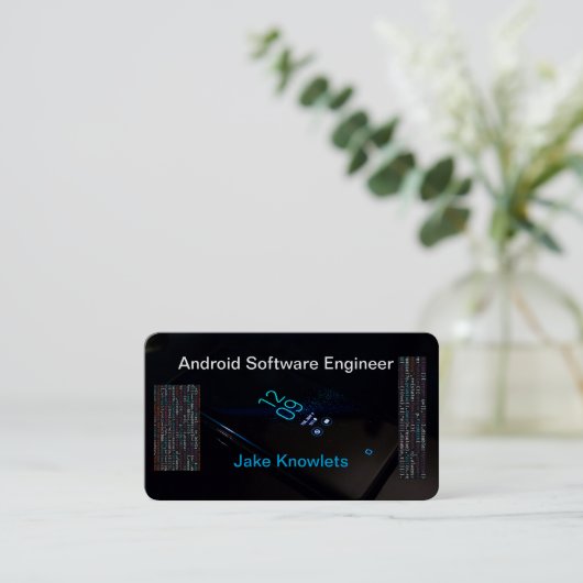 Android Software Engineer Premium Black Visitenkarte (Stehend Vorderseite)