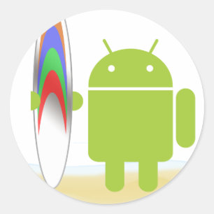 Android Surfer Runder Aufkleber