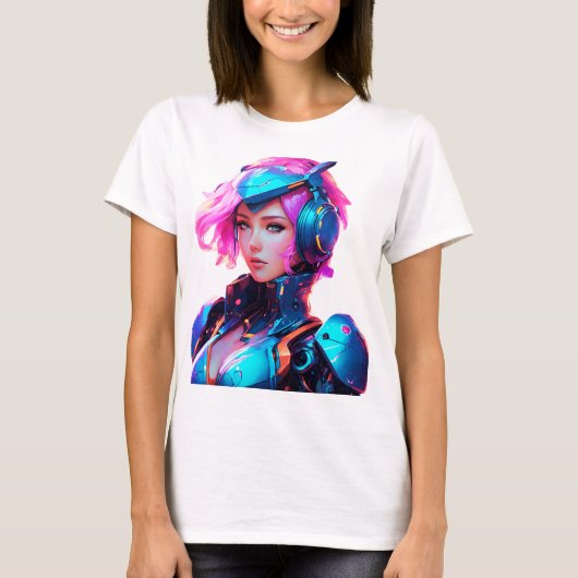 Android Techno Space Girl T-Shirt (Vorderseite)