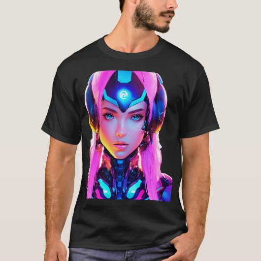 Android Techno Space Girl T-Shirt (Vorderseite)