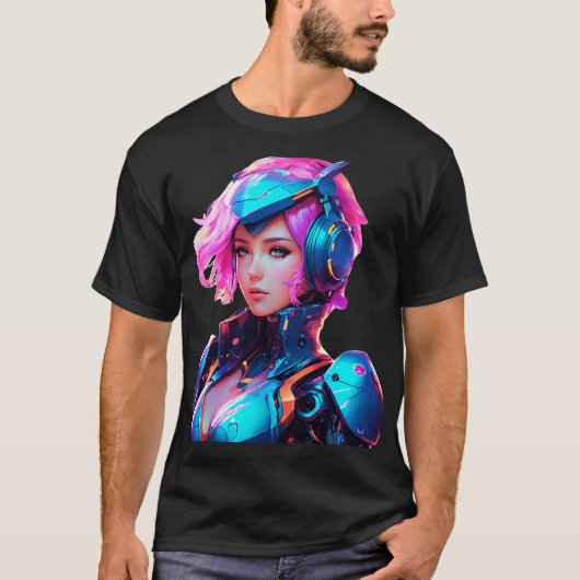 Android Techno Space Girl T-Shirt (Vorderseite)