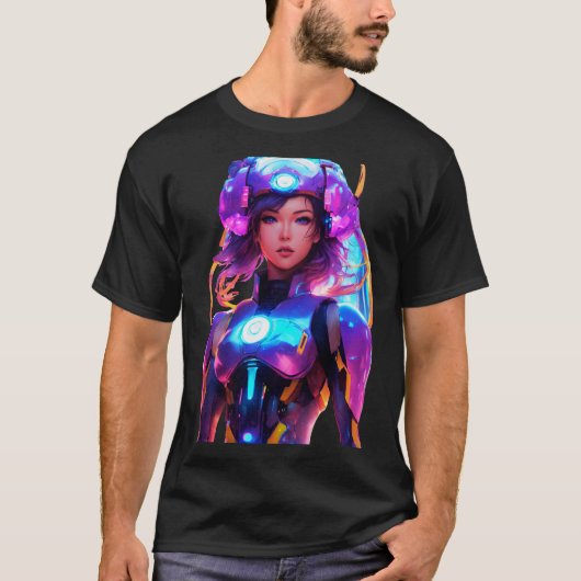 Android Techno Space Girl T-Shirt (Vorderseite)