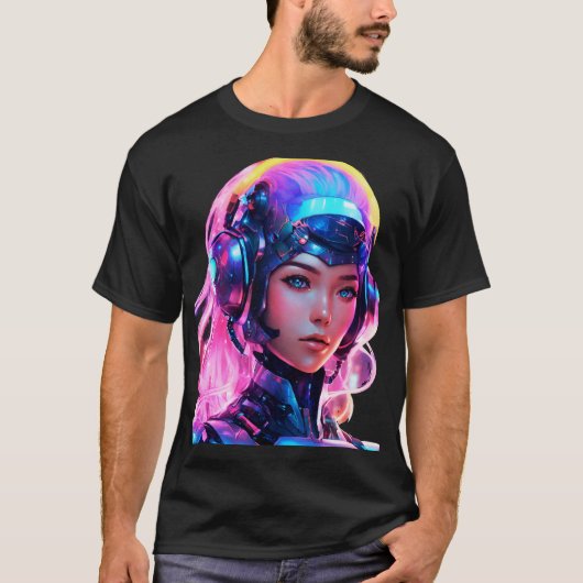 Android Techno Space Girl T-Shirt (Vorderseite)